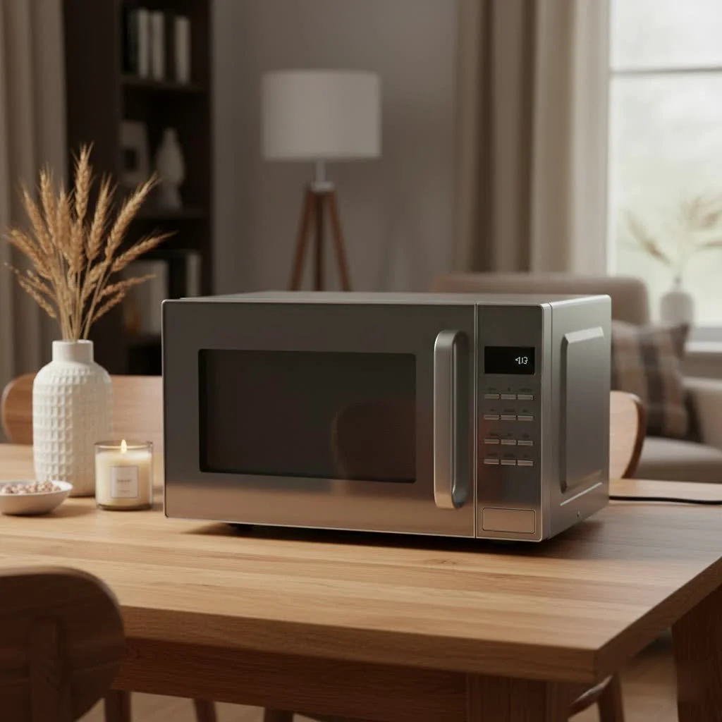 Modern kitchen with a built-in combi microwave oven