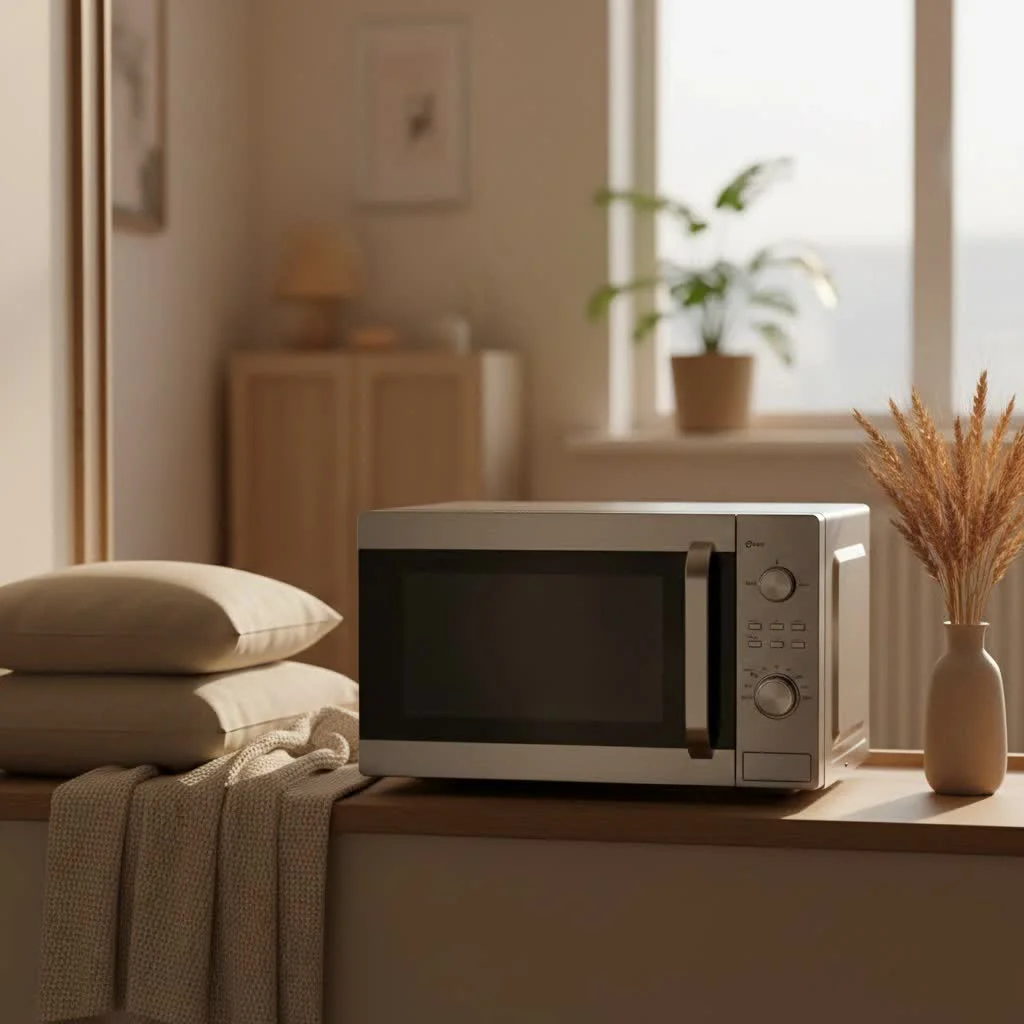 GE Profile microwave oven with sleek stainless steel finish