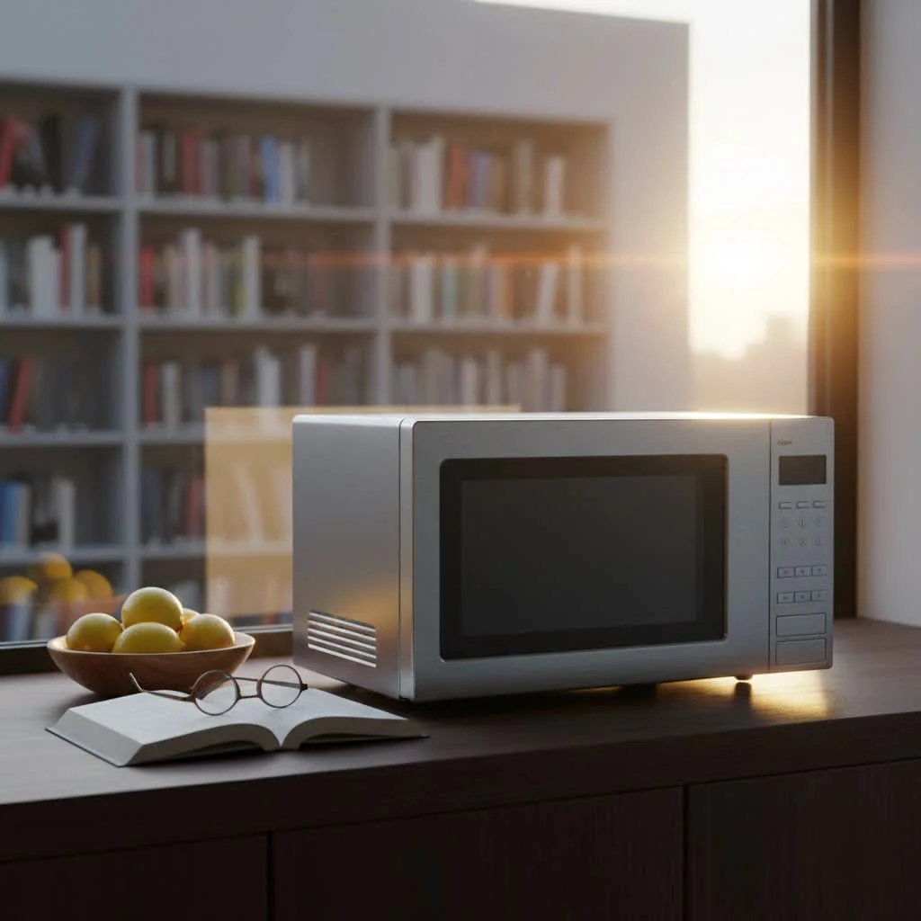 Modern kitchen with a sleek microwave oven