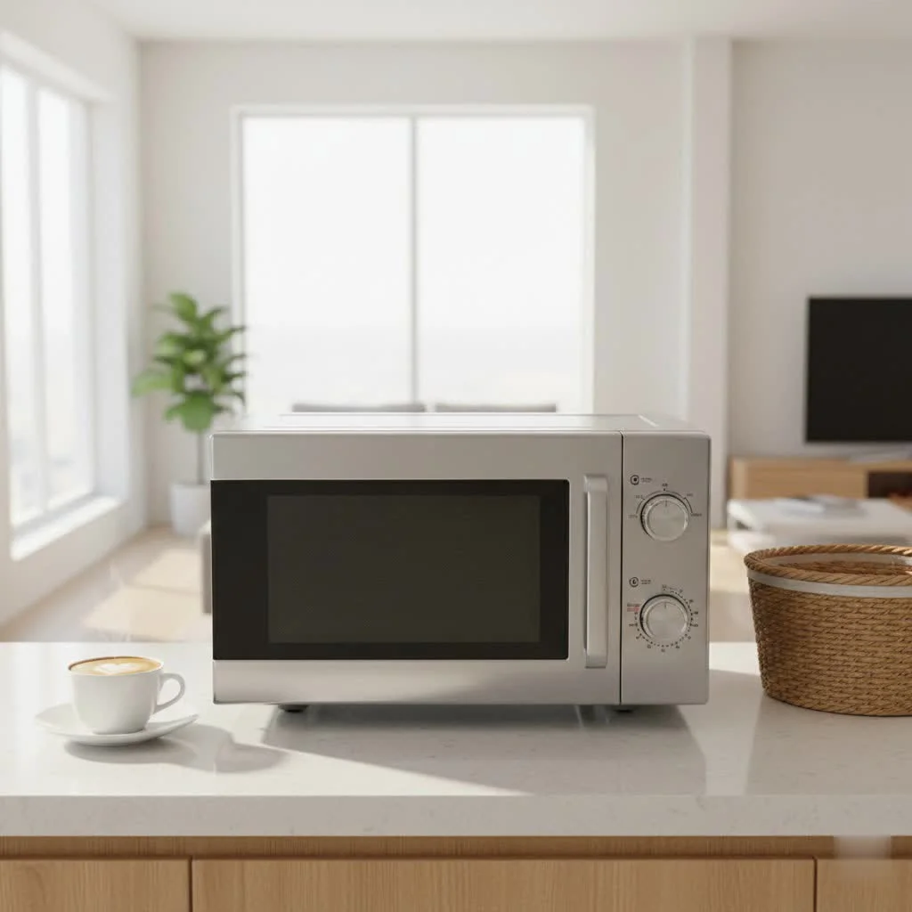 Modern kitchen with a stainless steel over-the-range microwave