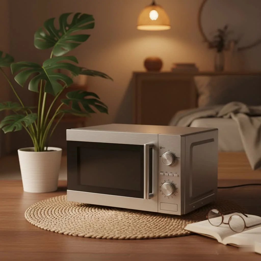 Galanz retro microwave oven in a modern kitchen