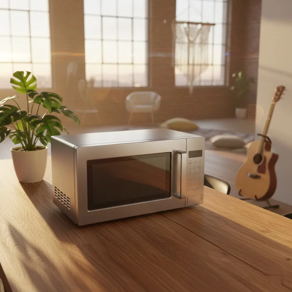 Modern kitchen with a sleek built-in oven and microwave combo