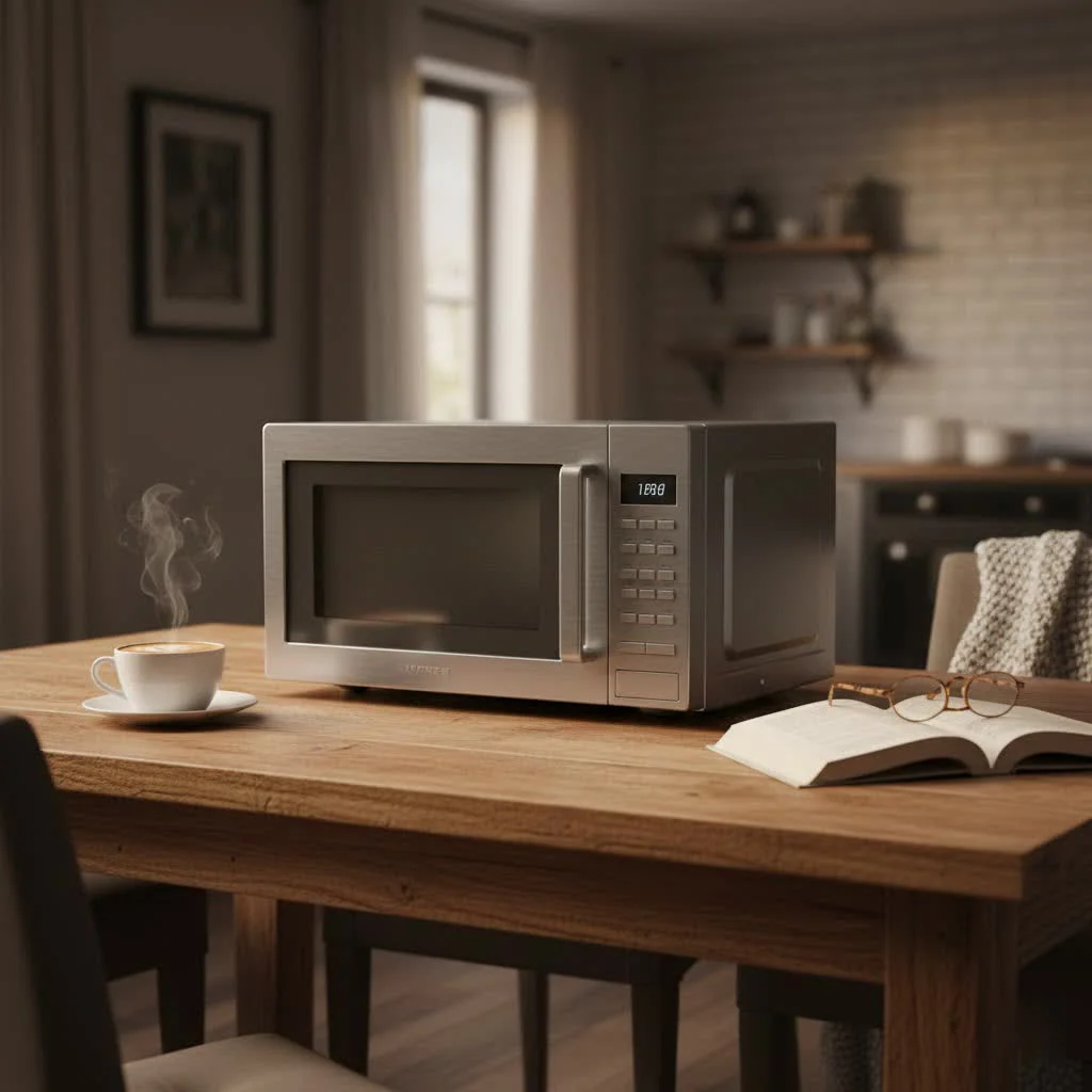 Modern kitchen with a built-in microwave and oven combined unit