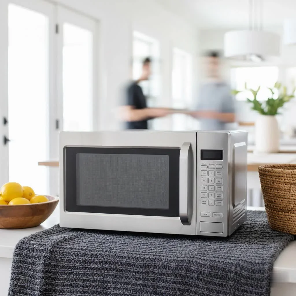 Smeg microwave oven with a sleek stainless steel finish