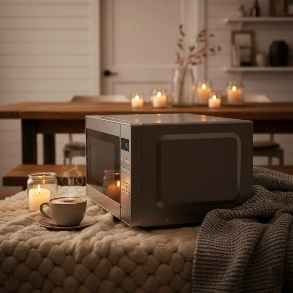 Modern kitchen with a built-in microwave oven