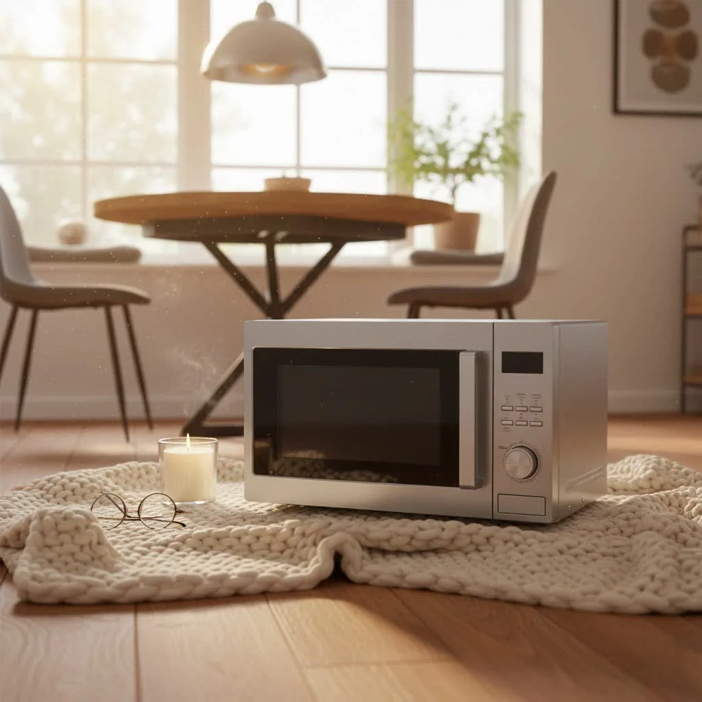 Modern kitchen with a sleek built-in combination microwave oven
