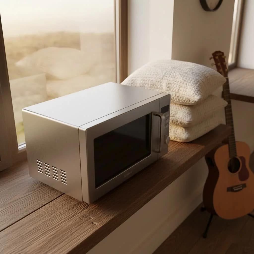 Percy Spencer with an early microwave oven