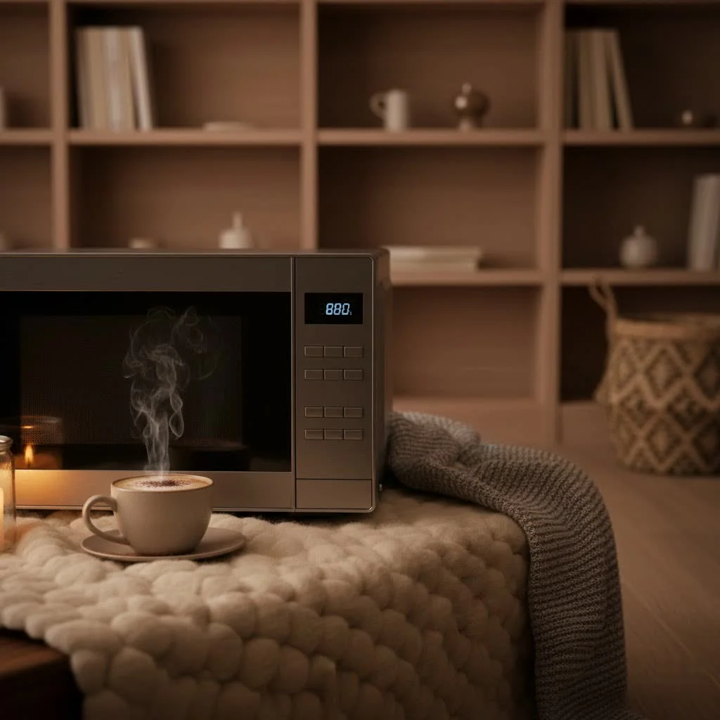 Sharp microwave oven with food inside