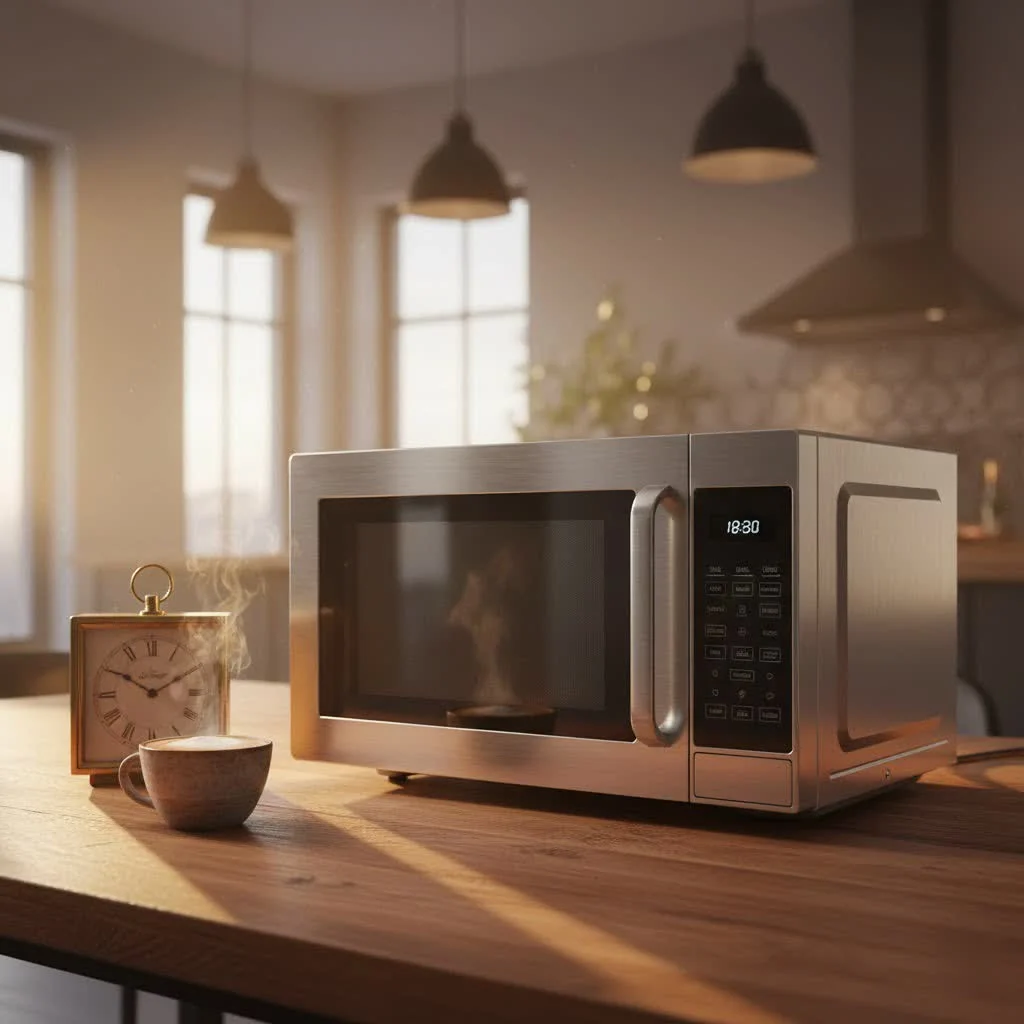 Modern kitchen with a sleek microwave convection oven