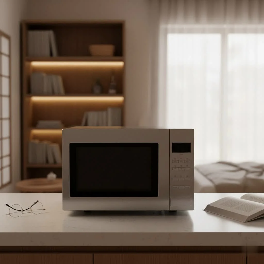 Modern kitchen with an over-the-range microwave oven