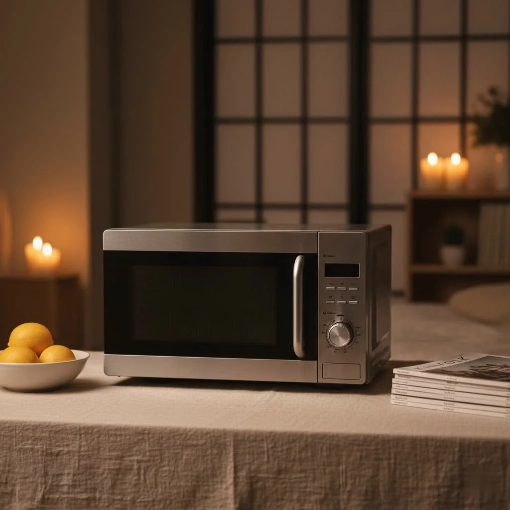Modern kitchen with a sleek microwave oven