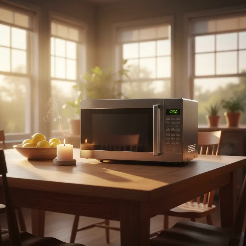 Modern countertop microwave oven in a kitchen