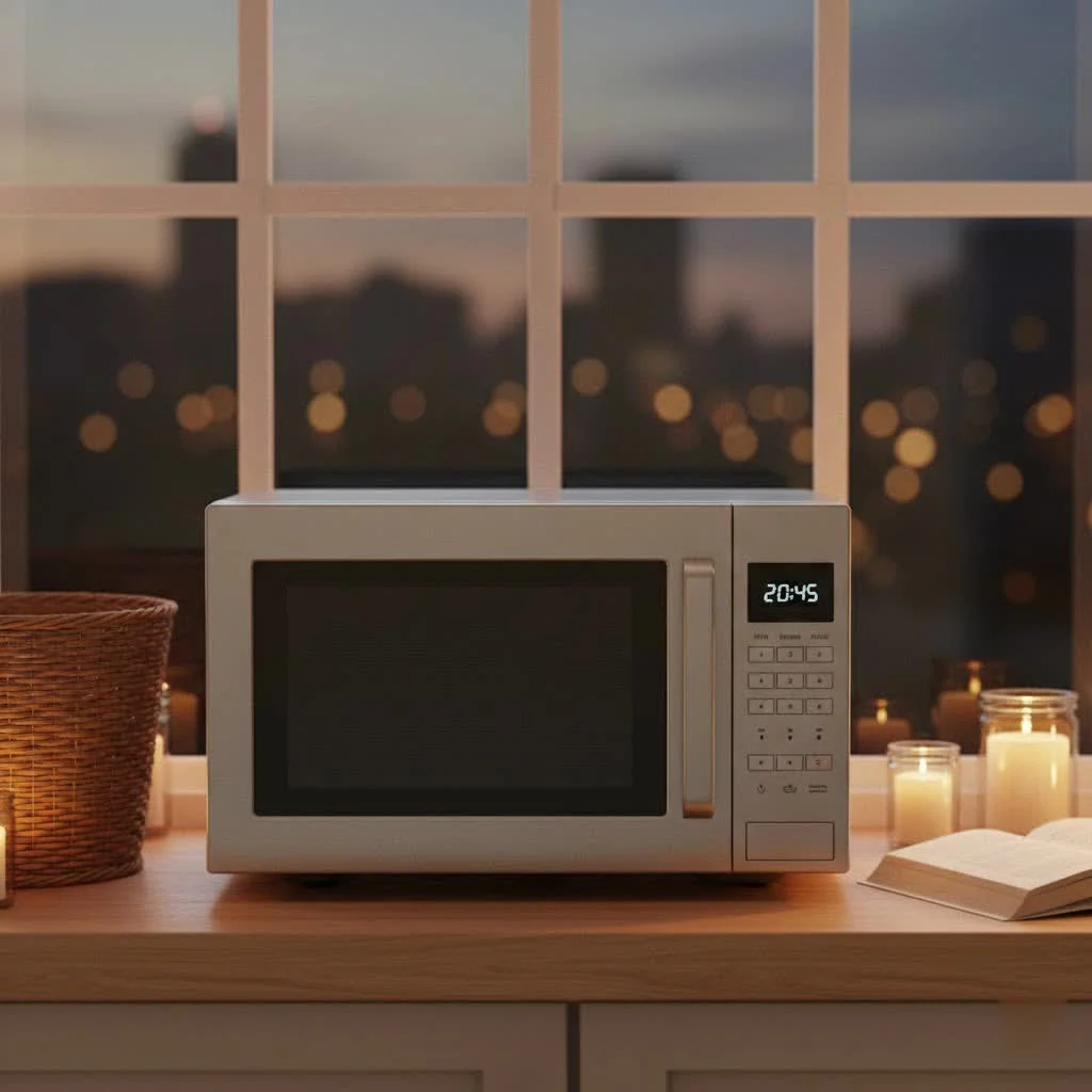 Modern kitchen with a built-in drawer microwave oven