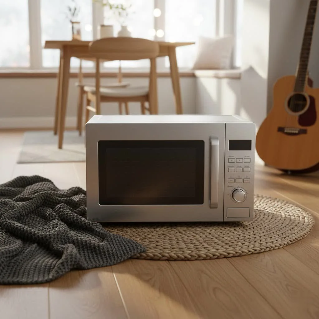 Modern kitchen with an over-the-range microwave oven