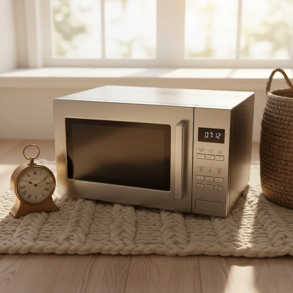 Clean microwave interior with a lemon and water bowl