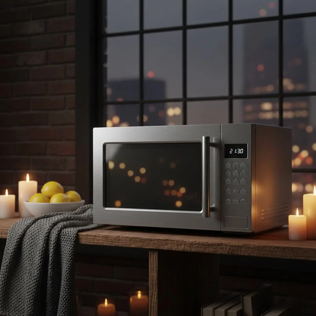 Modern microwave oven in a kitchen
