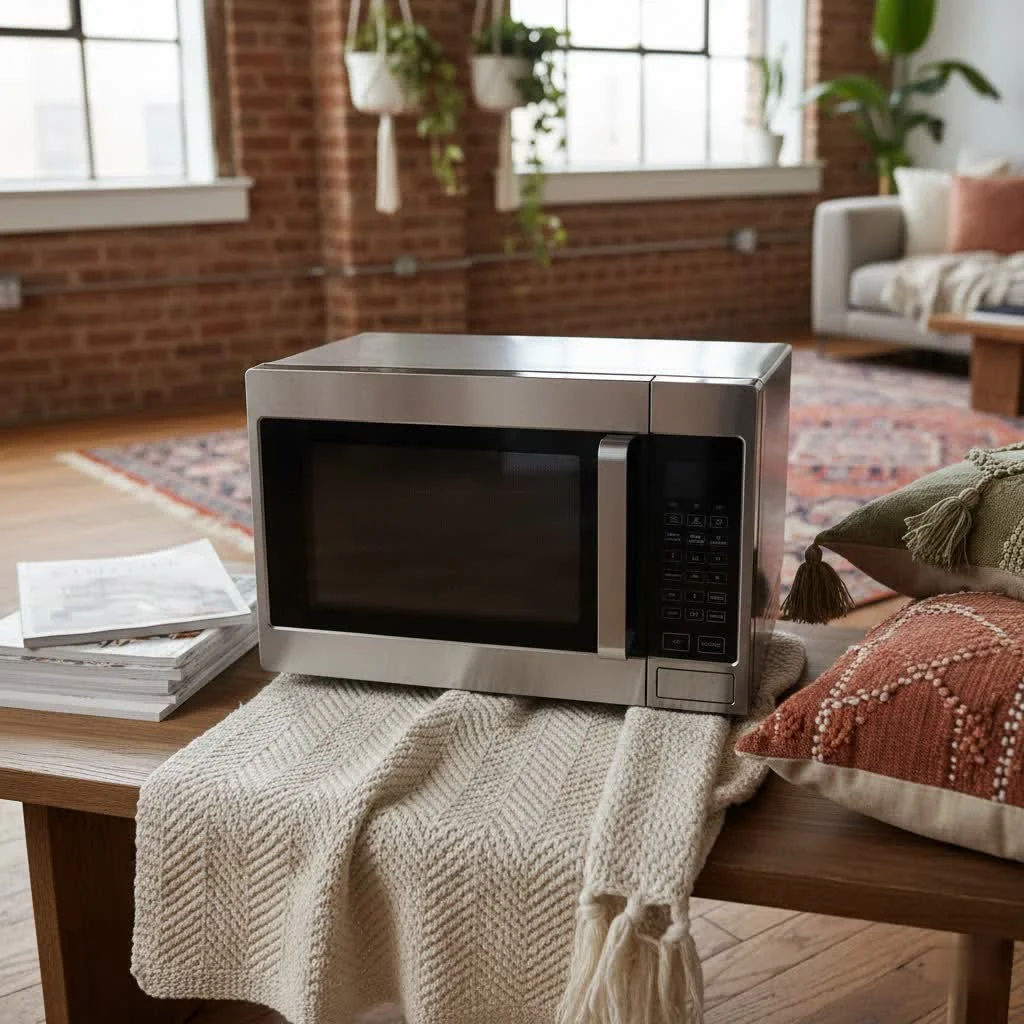 Modern kitchen with an above oven microwave installed
