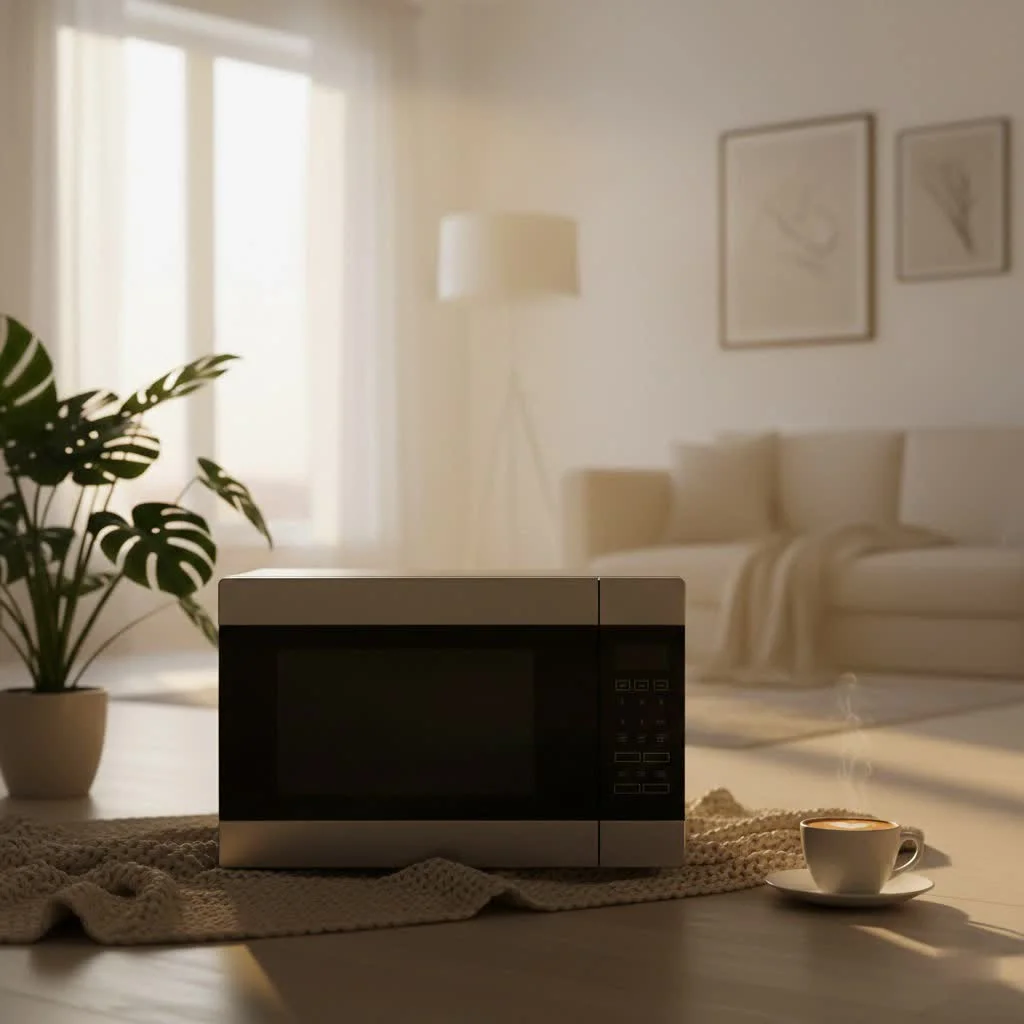 Slim microwave oven installed above a stovetop